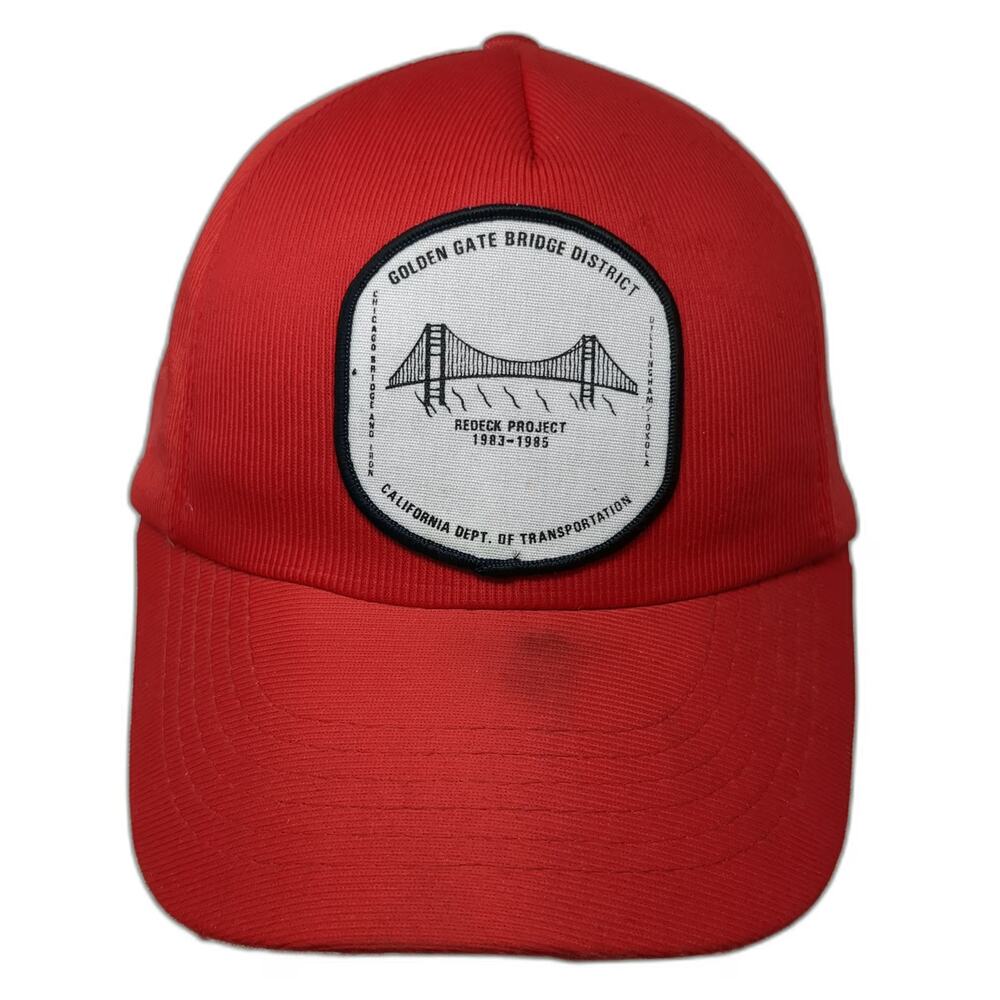 Red 5 Panel Hat One Size Golden Gate Bridge District Redeck Project Snapback Ca